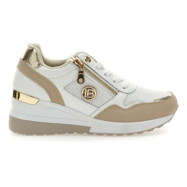 Sneakers Beige con Zeppa e Chiusura con Lacci e Cerniera Laura Biagiotti 8920