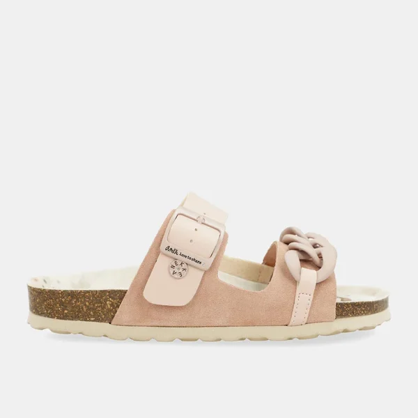 Sandali bio rosa con catena