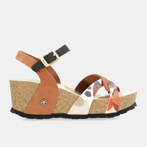 Sandali con zeppa bio con cinturini in pelle