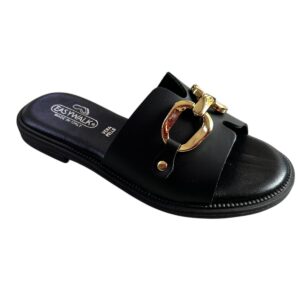 Sandali in pelle nera donna.