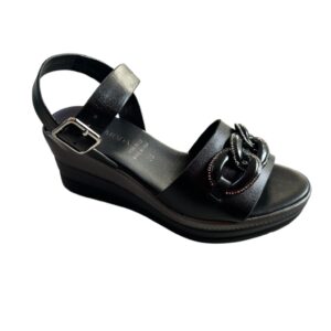 Sandalo linea comfort con strass Nero