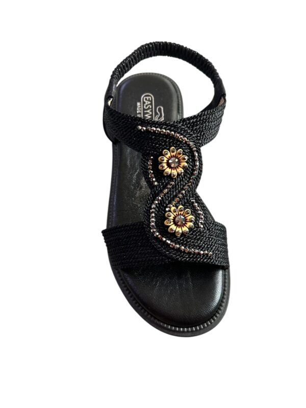 Sandalo in pelle nero donna - immagine 2