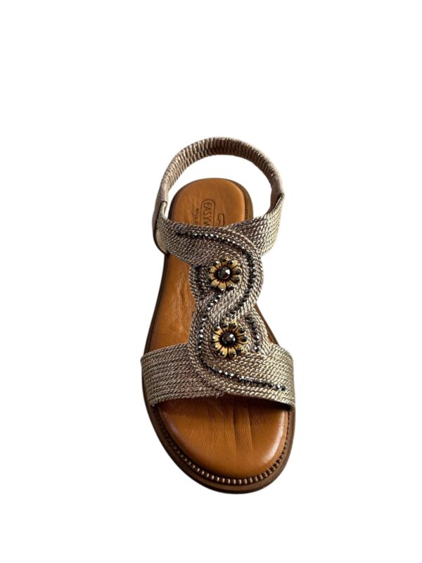 Sandalo in pelle color platino donna - immagine 2