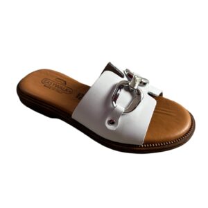 Sandalo in pelle bianco donna.