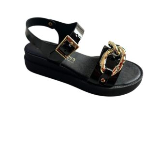 Sandalo in pelle nero donna
