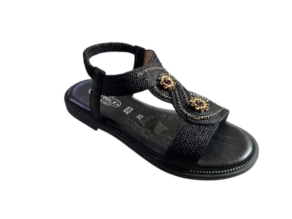 Sandalo in pelle nero donna