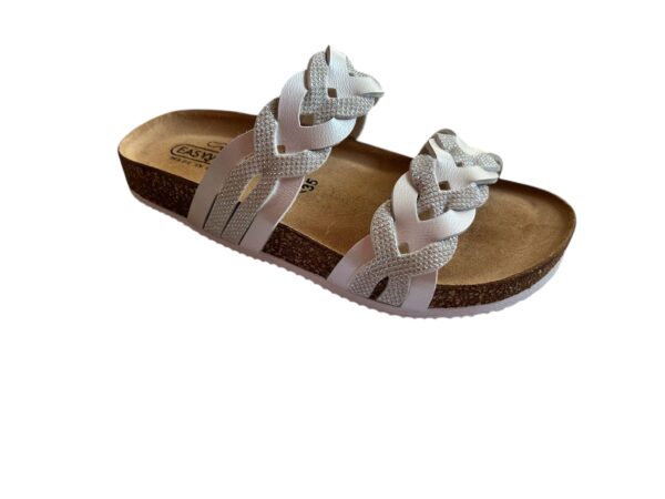 Ciabatta stile Birkenstock in ecopelle Easywalk Bianco