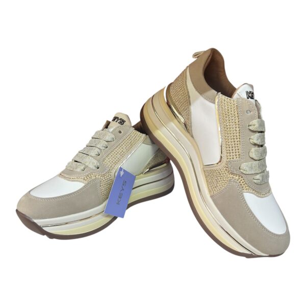 Sneackers colore beige/white/gold - immagine 3