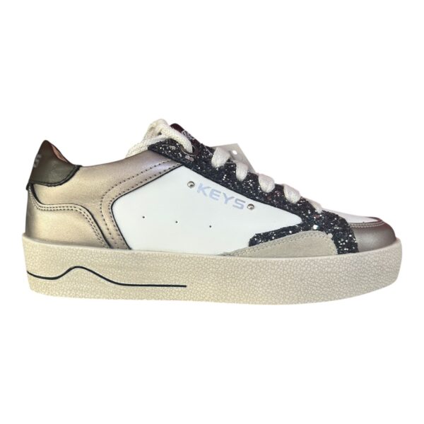 Sneackers Keys colore bianco/platino/nero/glitter