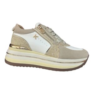 Sneackers colore beige/white/gold