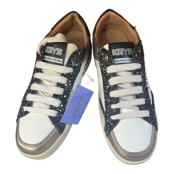 Sneackers Keys colore bianco/platino/nero/glitter - immagine 2